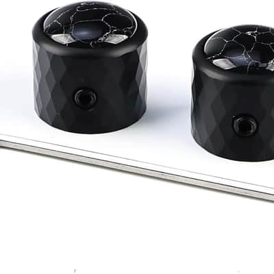 2Pcs Dome Aluminum Alloy Guitar Control Knobs 6.1mm(15/64 ") Potentiometer Shaft Metal Volume Tone Knobs for Electric Bass Guitar Replacement Parts (Phantom Black Eye Finish)