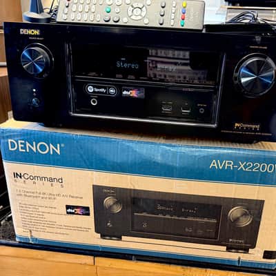 Denon AVR-X2200W 7.2 Ch 4K Ultra HD BT Atmos Receiver Remote Mic Antennas Box; Tested