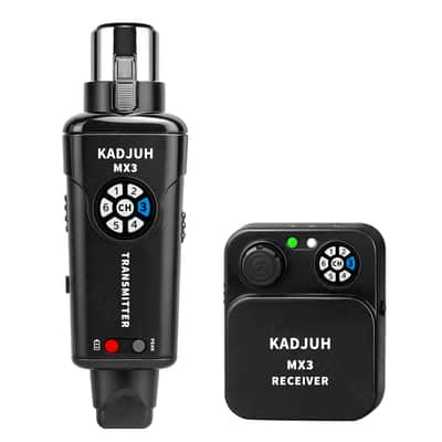 KADJUH MX3 Wireless in Ear Monitor System 2.4ghz Stereo IEM System Transmitter and bodypack Receiver for Studio, Band Rehearsal, Live Performance, Channel Scan Mode