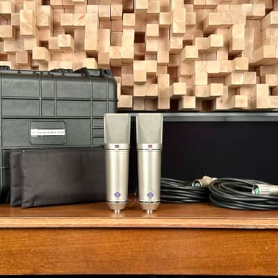 Vintage Neumann U87 Condenser Microphone Sequential SN Stereo Pair. 1983. Swivel Mounts. All Original!