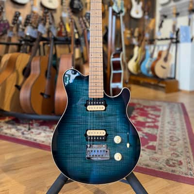 Ernie Ball Music Man Axis Super Sport HH Trem Yucatan Blue Flame 2022