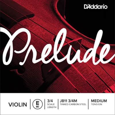 D'Addario Prelude Violin Single E String, 3/4 Scale, Medium Tension