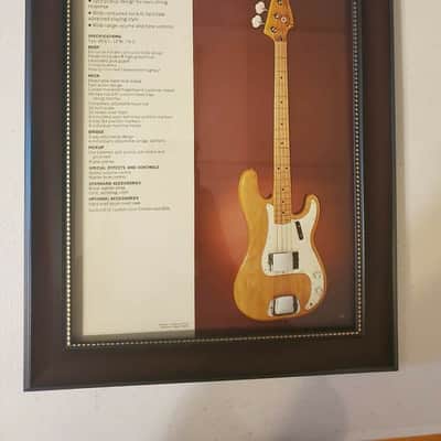 1972 Fender Guitars Color Promotional Ad Framed Fender Precision Bass Original