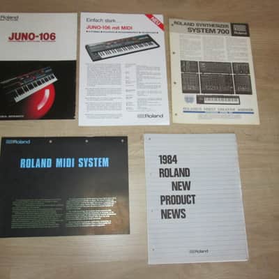 Roland Vintage Synthesizer-Literature Package (Juno-106, MKS-80, System 700)– 80’s- Original Vintage Synthesizer Brochure/Catalog-RARE
