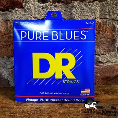 DR Strings PURE BLUES | (9-42) Light Pure Nickel Electric Guitar Strings