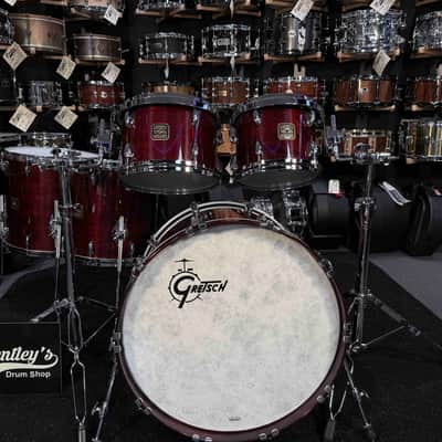 ~BENTLEY'S EXCLUSIVE~ Gretsch USA Custom 5-Piece 10/12/14/16/22 Drum Kit Set in Walnut Gloss Lacquer with Square Badges