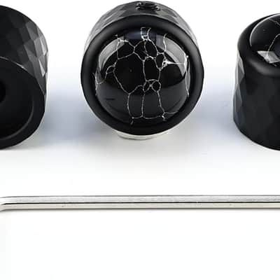 3Pcs Dome Aluminum Alloy Guitar Control Knobs 6.5mm(1/4") Potentiometer Shaft Metal Volume Tone Knobs for Electric Bass Guitar Replacement Parts (Phantom Black Eye Finish)