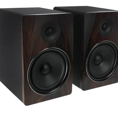 Pair Rockville APM8D 8" 500W Active/Powered Dark Wood Studio Monitor Speakers