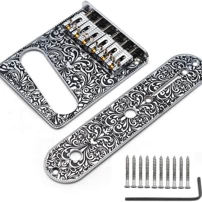 Telecaster Carved Control Plate & Bridge (Single Coil) - Silver FREE SHIPPING!