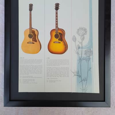 1966 Gibson Guitars Color Promotional Ad Framed J-50, J-160E Original