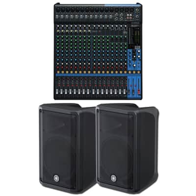 Yamaha MG20XU 20-Channel Mixing Console Live Sound Bundle with 2x DBR10 10-Inch 700W Powered Loudspeakers