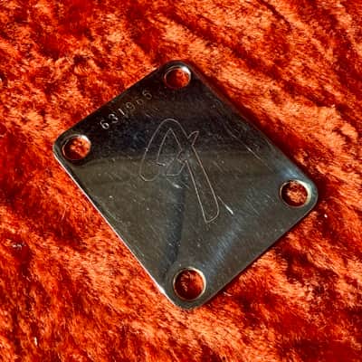 Fender Telecaster guitar neckplate 1975 - Chrome 4 bolt f logo precision bass original vintage USA