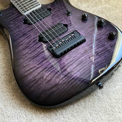 Ernie Ball Music Man Jp15 7 - Flame purple burst