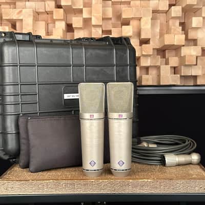 Vintage Neumann U87 Condenser Microphone Matched Stereo Pair! One SN Apart! 1971 U 87 With Swivel Mounts. Rare!