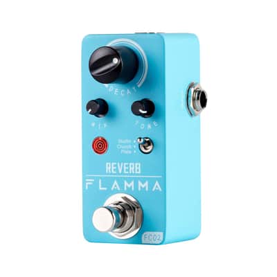 FLAMMA FC02 Mini Reverb Pedal Digital Guitar Pedal with 3 Reverb Effects Church Plate Studio True Bypass-Blue